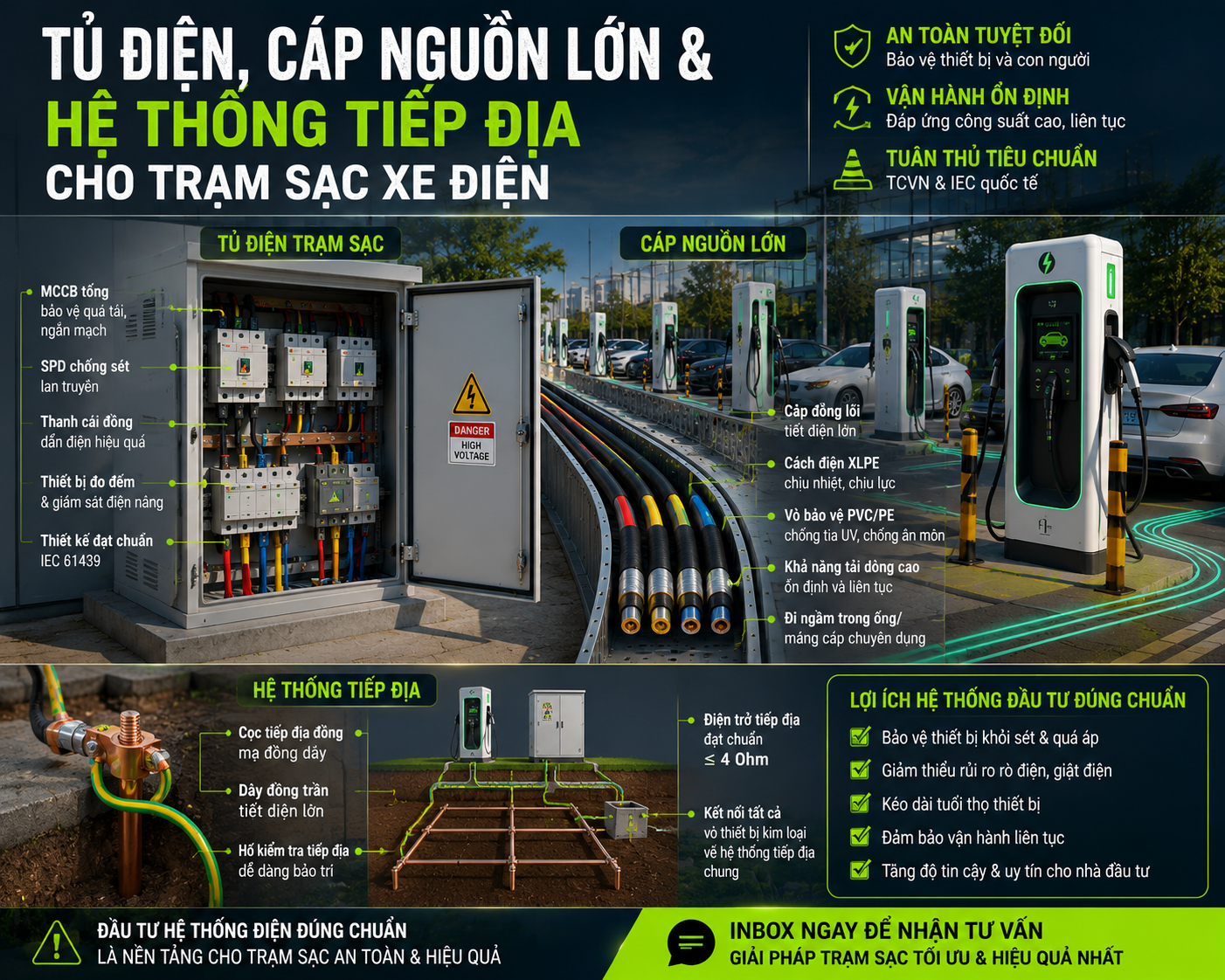 hạ tầng điện trạm sạc xe điện
